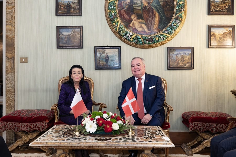 The President of the Republic of Malta Myriam Spiteri Debono and Fra John Dunlap