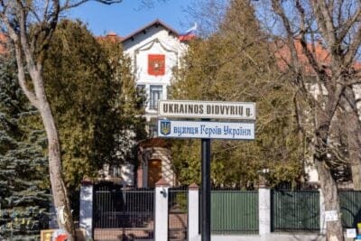 Lithuanian authorities have changed the address of the Russian embassy in the capital Vilnius to "Ukrainian Heroes Street"