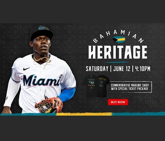 Das Erbe der Bahamas wird am 12. Juni 2021 beim Spiel der Miami Marlins gefeiert