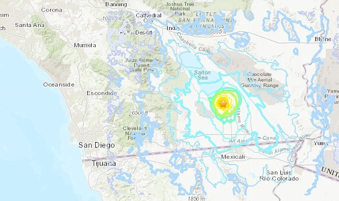 Peluang Gempa 7+ ing California suwene 7 dina sabanjure