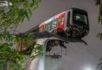 Dutch metro train crash-lands on top of giant whale tail sculpture