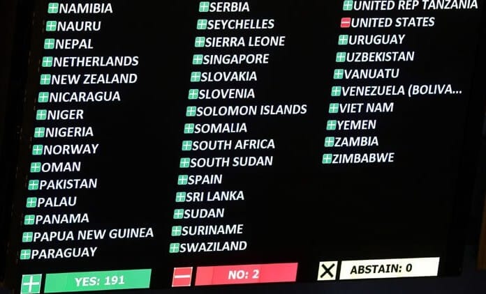 聯合國壓倒性譴責美國對古巴的禁運