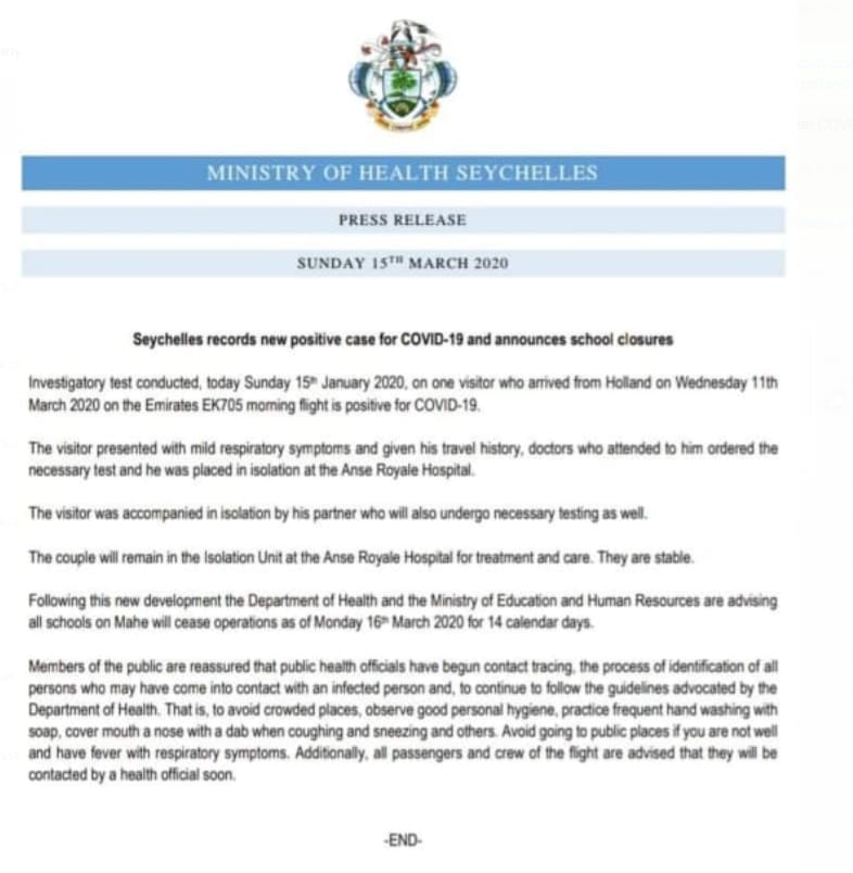 Il leader delle Seychelles chiede unità