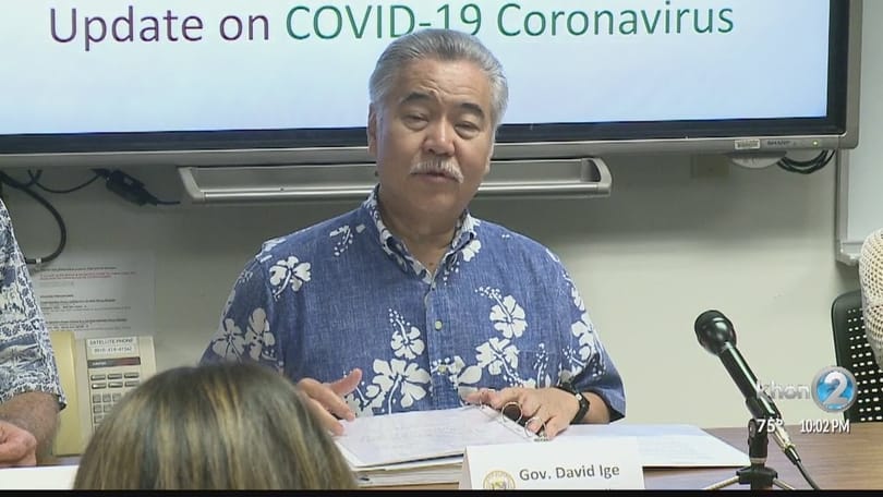 Fampitandremana ataon'ny governoran'i Hawaii Ige Coronavirus: Aza atao fitsangatsanganana any amin'ny fanjakan'i Washington