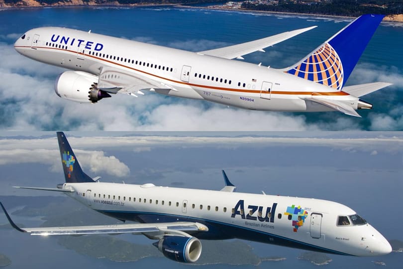 Azul dan United Tambahkan Penerbangan ke 6 Tujuan Baru AS