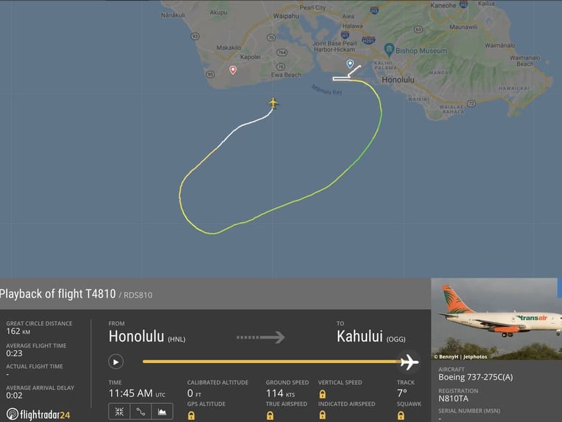 Transair Boeing 737 Jet mécht Noutfall WATER Landung zu Hawaii