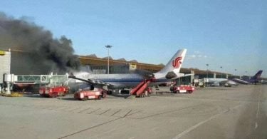 Passengers and crew evacuated as Air China Airbus A330 bursts into flames