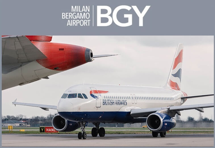 Milano Bergamo lennujaam asub British Airwaysi Gatwicki teenuse osutamiseks