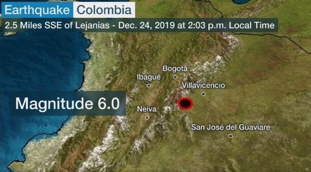 Kolombia diserang ku 6.0 gempa bumi