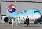 Bidh Korean Air a ’fearann ​​aig Port-adhair Budapest