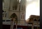 赤道几内亚马拉博被烧毁的地标大教堂