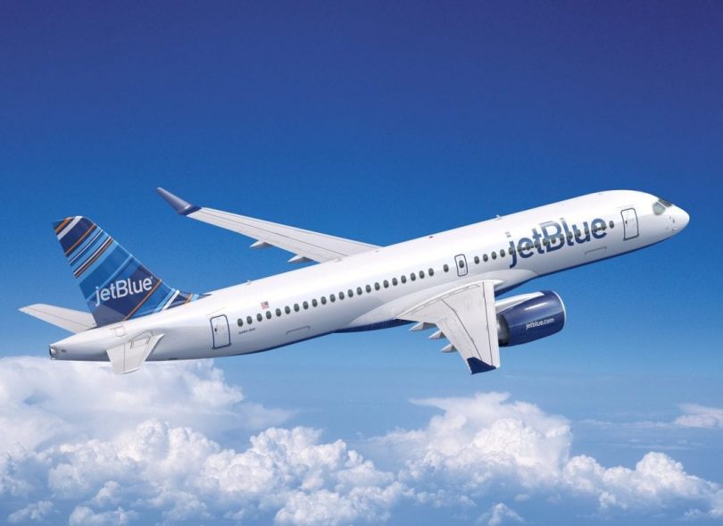 新的空中客車A220-300噴氣式飛機在新的一年中響起了捷藍航空