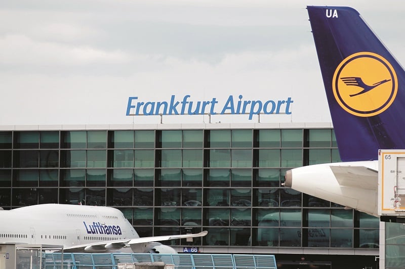 फ्रैंकफर्ट हवाई अड्डे पर यात्री यातायात कम रहता है