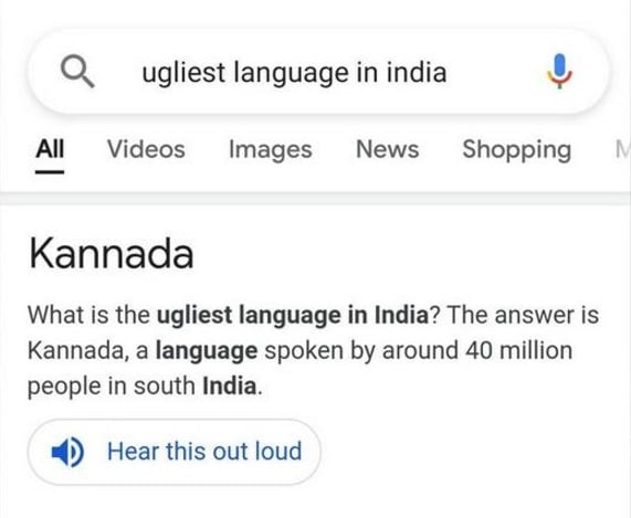 Google: Olemme pahoillamme, kannadan kieli ei ole "Intian ruma"
