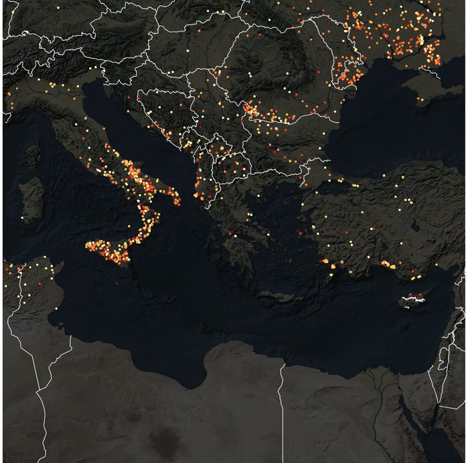 Razende branden in Europa