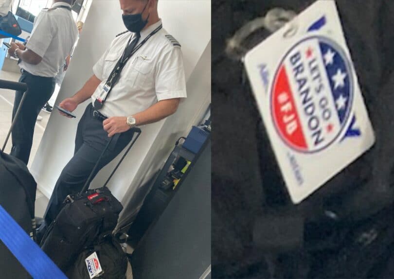American Airlines pilot investigated after passengers complain about anti-Biden tag