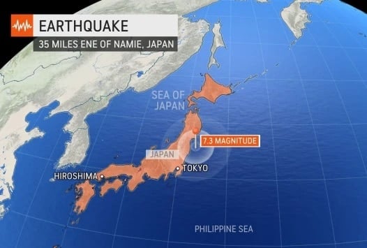 زلزال قوي بلغت قوته 7.3 درجة في اليابان يتسبب في حالة تأهب من تسونامي