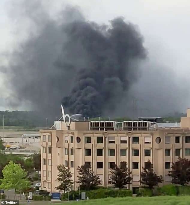 En enorm brann stenger Genève internasjonale lufthavn