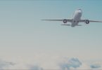 Passenger airplane flying in the blue sky