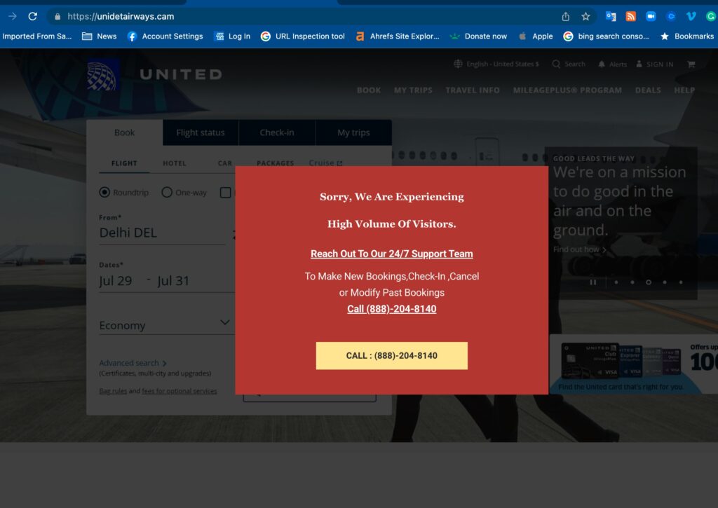 , United Airlines com urgent fraud warning, eTurboNews | | eTN