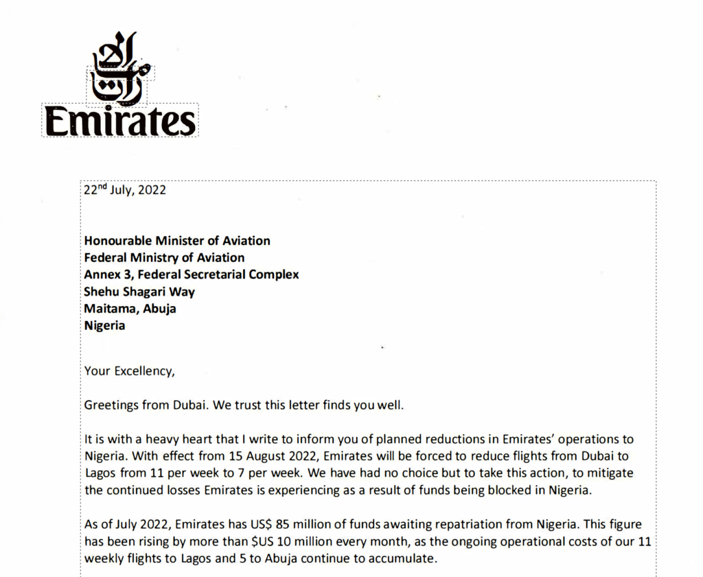 La estafa del gobierno nigeriano hace que Emirates Airline reaccione eTurboNews | eTN