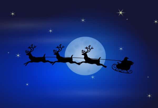 Santa lan reindeer kang ngankat kanggo take-off ing wilayah udara Kanada