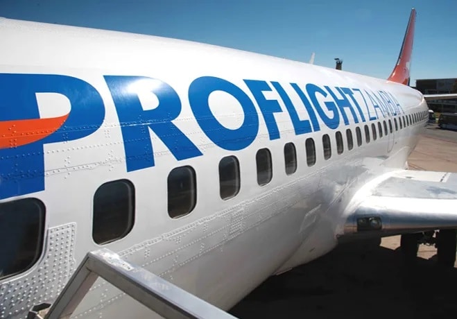 ProFlight Zambia lidojumi no Lusakas uz Durbanu