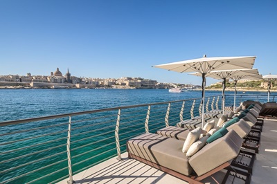 Malta 1 - Barceló Fortina Malta seaside pool terrace view - image courtesy of Malta Tourism Authority