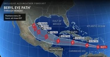 hurricane beryl - image courtesy of accuweather