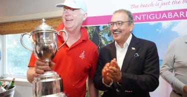 L-R - John Pearson, Winner of Antigua and Barbuda Hamptons Challenge Regatta with Tourism Minister Hon. H. Charles Max Fernandez - image courtesy of Antigua and Barbuda Tourism Authority
